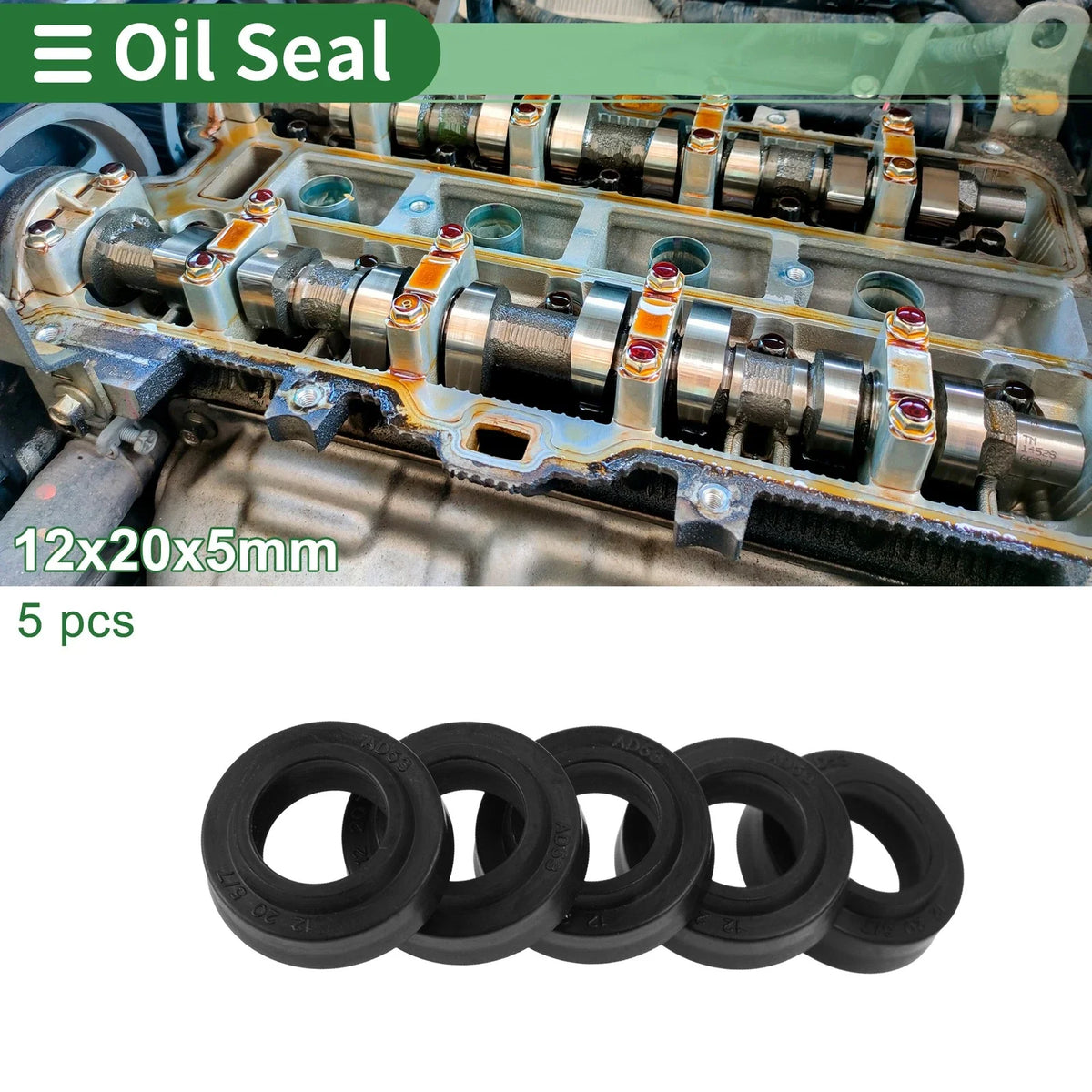 Set of 5 Oil Seal Rotary Shaft Seal NBR Rubber 12x20x5mm for Various Models