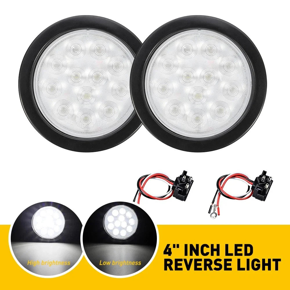2X 4" 12 LED Round Stop/Turn/Tail Lights for Truck Trailer