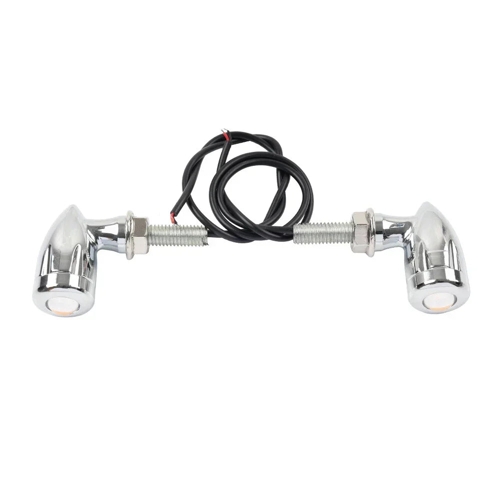 Chrome Mini Turn Signal Light 8mm Blinker for Bobber Cafe Racer