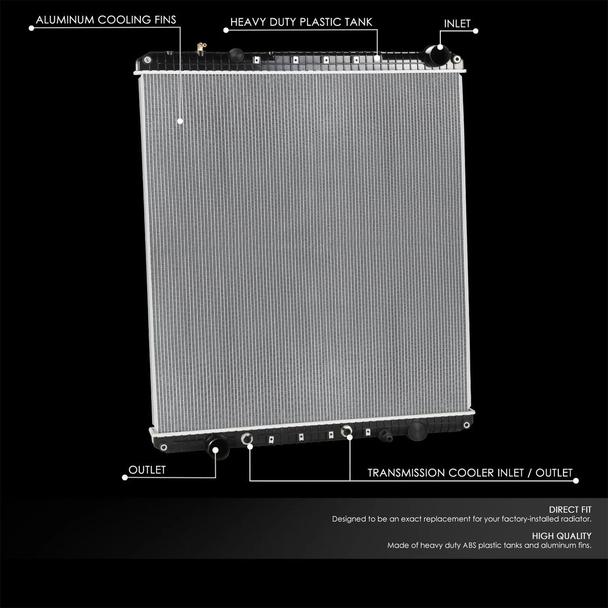 2-Row Aluminum Core Cooling Radiator for Cascadia/Century Class/Columbia (2008–2012)