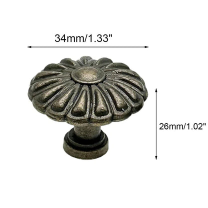6x Antique Flower Design Pull Handle Knobs for Drawer Door Cabinet
