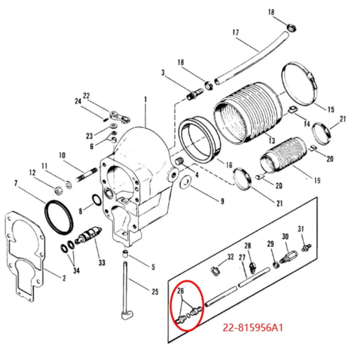 Speedometer Hose Coupling Kit for MerCruiser Alpha One 815956A1