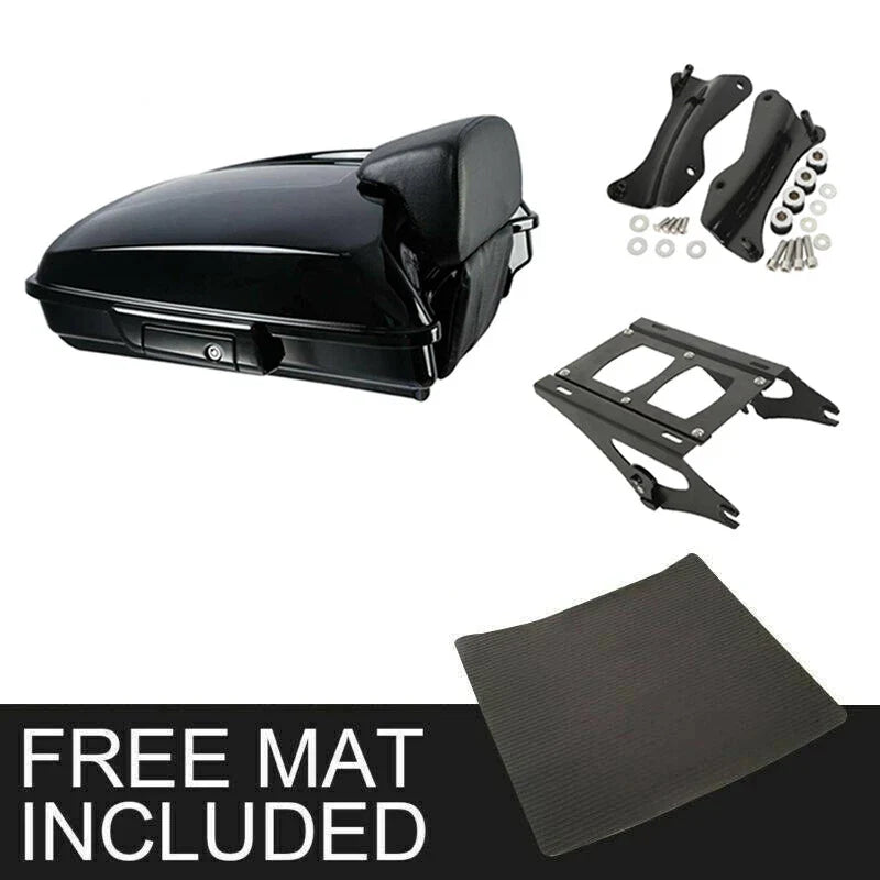 Black Razor Trunk Backrest Rack & Docking Kit for 2014-2026 Harley Road Glide