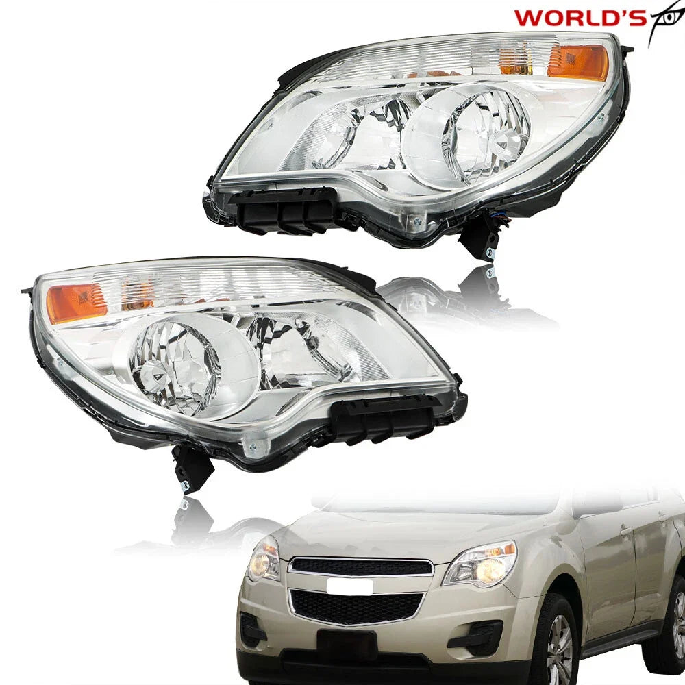 Set of 2 Halogen Headlights for Chevy Equinox (2010–2015) Chrome