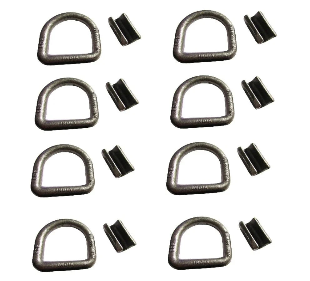 Set of 8 Weld On D Rings for Flatbed Truck Trailer