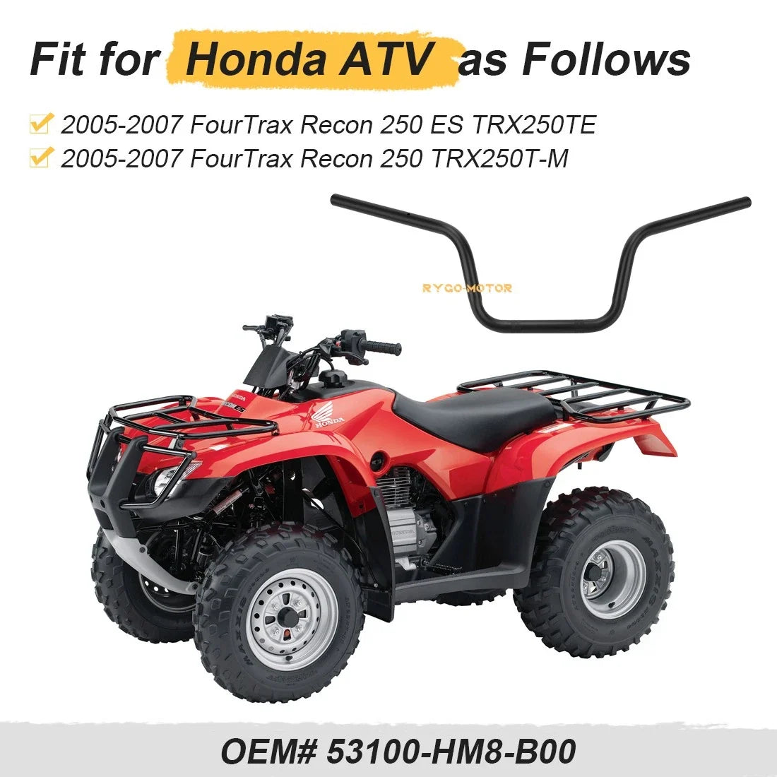 Handlebar Black for TRX250TE TRX250TM Honda Recon 250 2005-2007