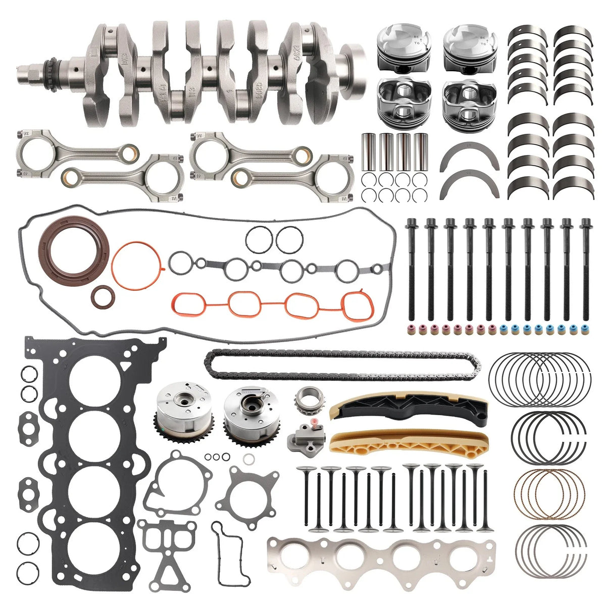 Timing Kit with Engine Piston Gasket Set & Crankshaft Rods for Hyundai KIA G4FJ