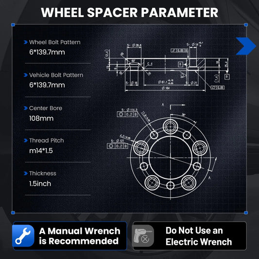 2X 1.5" 6x5.5 Wheel Spacers for Chevy Silverado 1500 GMC Sierra 1500