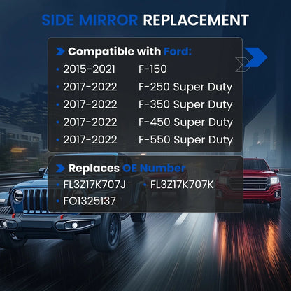 Heated Tow Mirror Glass for F250 F350 Super Duty (2017-2022)