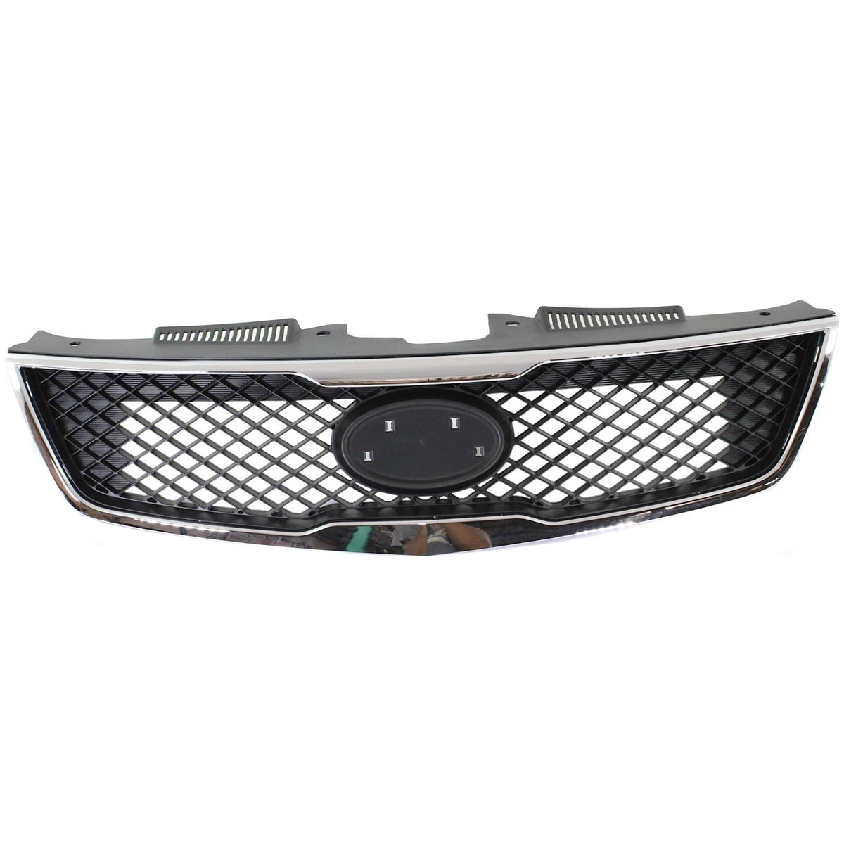 Grille Assembly for Kia Forte (2010) Textured Black with Chrome Molding