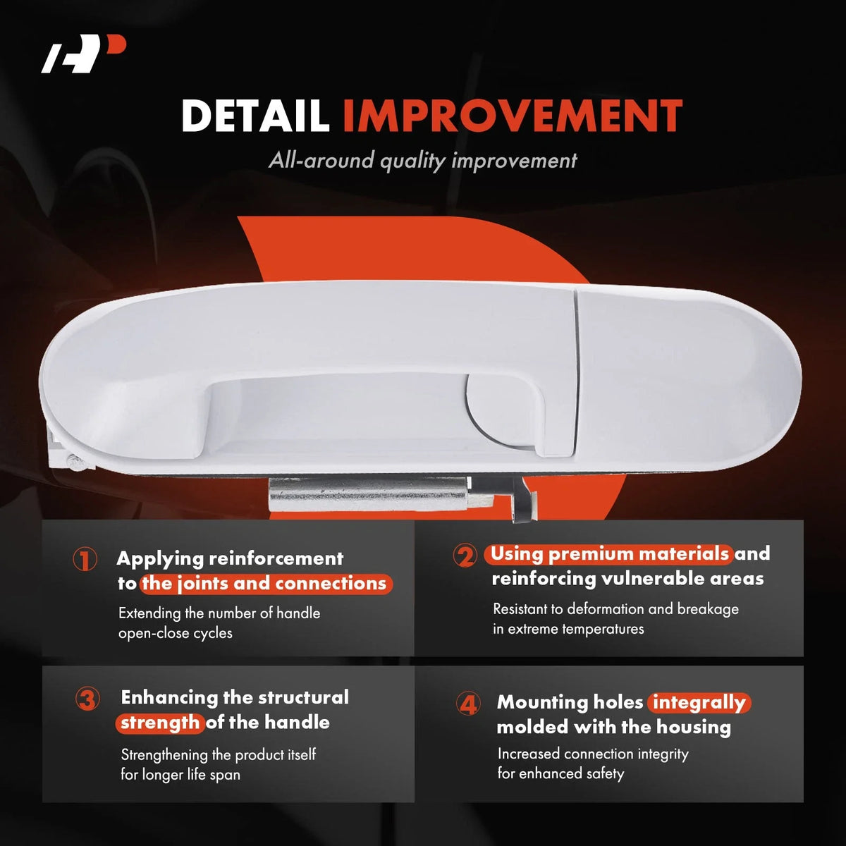 Rear Door Handle Pair (White) for 2007-2010 Ford Explorer Sport Trac