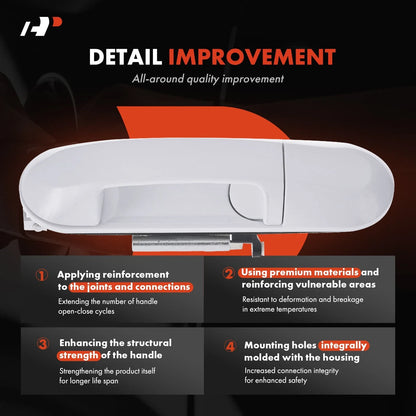 Rear Door Handle Pair (White) for 2007-2010 Ford Explorer Sport Trac
