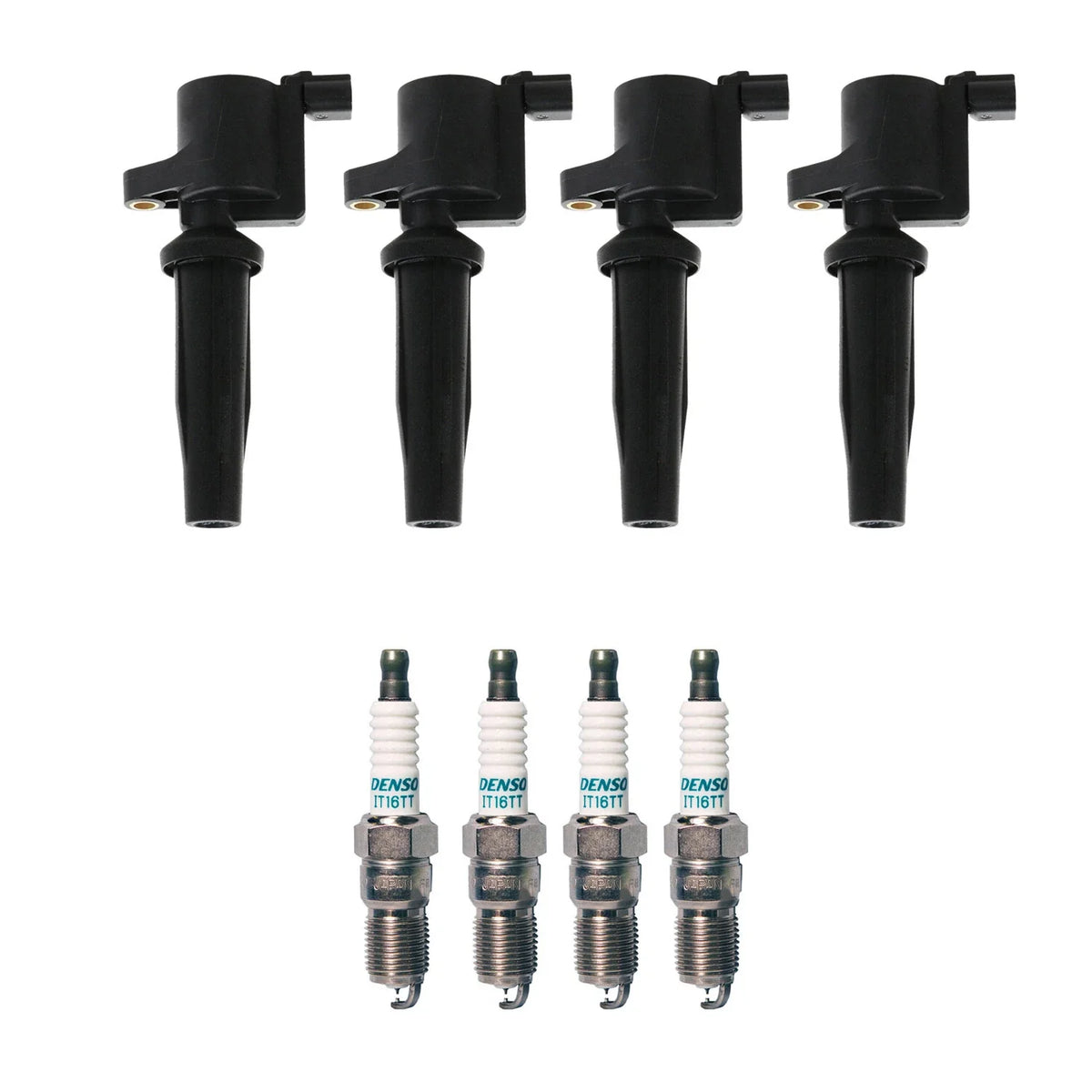 Set of 4 Ignition Coils & 4 Iridium TT Spark Plugs for Ford Focus (2000–2007)