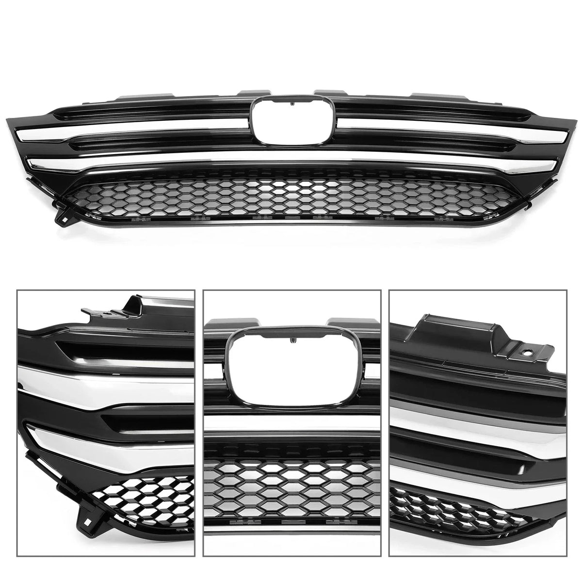 Chrome Trim Front Bumper Grille for Honda Pilot 2016 to 2018