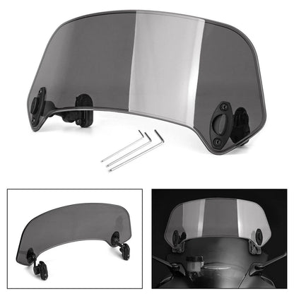 Universal Motorcycle Clip On Wind Deflector Screen Windshield Gray