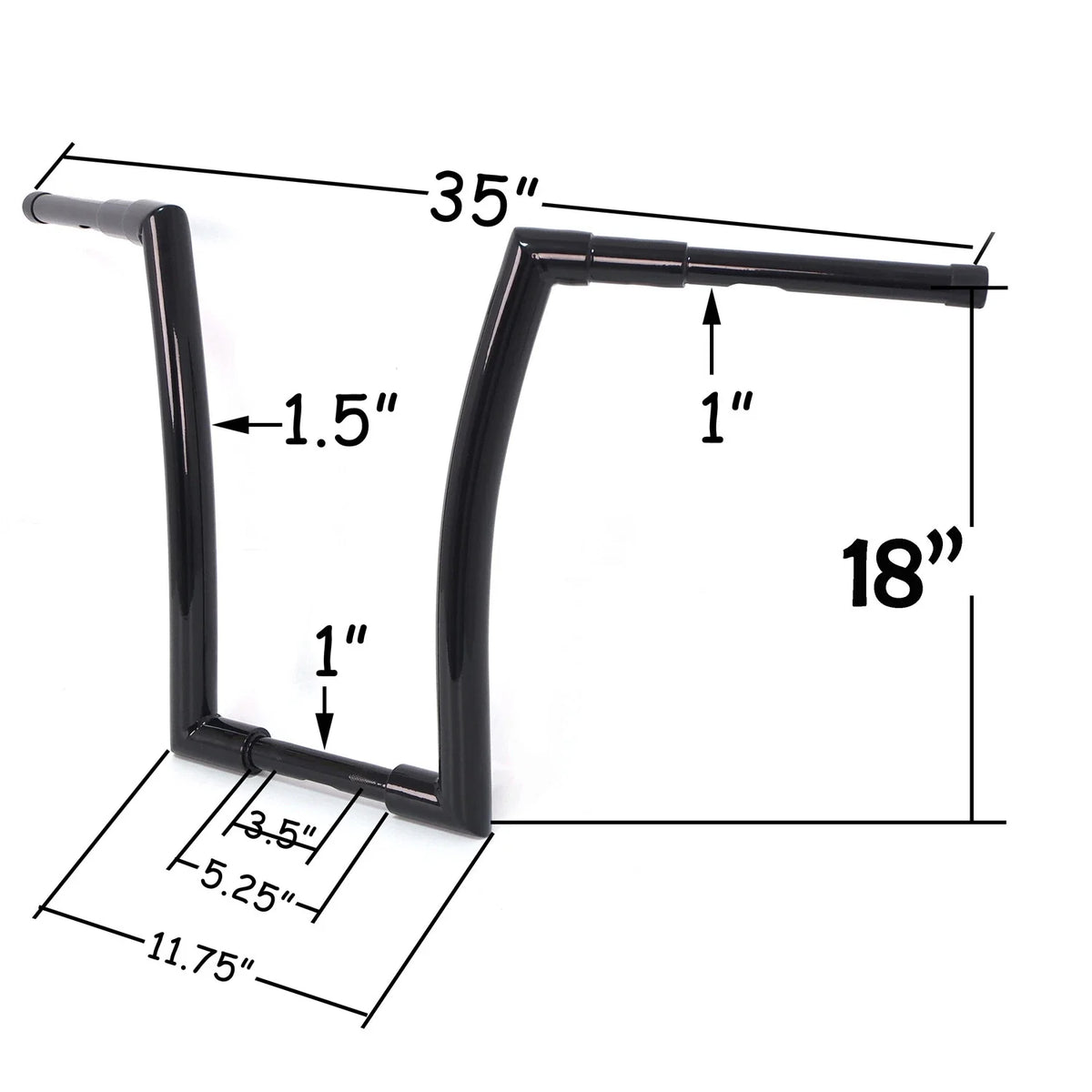 18" Black Ape Fat Hanger Handlebar for Harley FLD (2012–2016), FXDB (2013–2017), FXDLS (2016–2017)