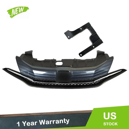 Upper Front Bumper Grille with Chrome Trim for Honda Civic (2014-2015)
