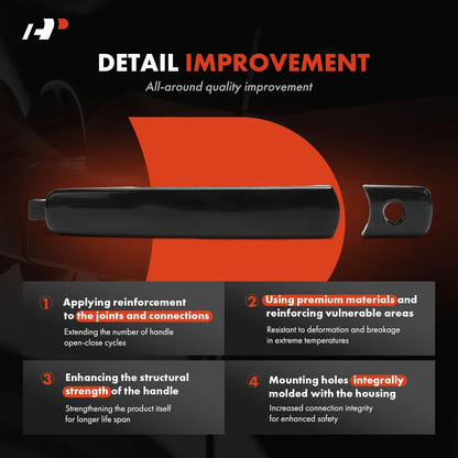 Front Black Door Handle Pair for Nissan Rogue 2008-2013