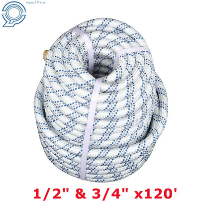Arborist Rigging Double Braid Polyester Rope 1/2" & 3/4" x 120