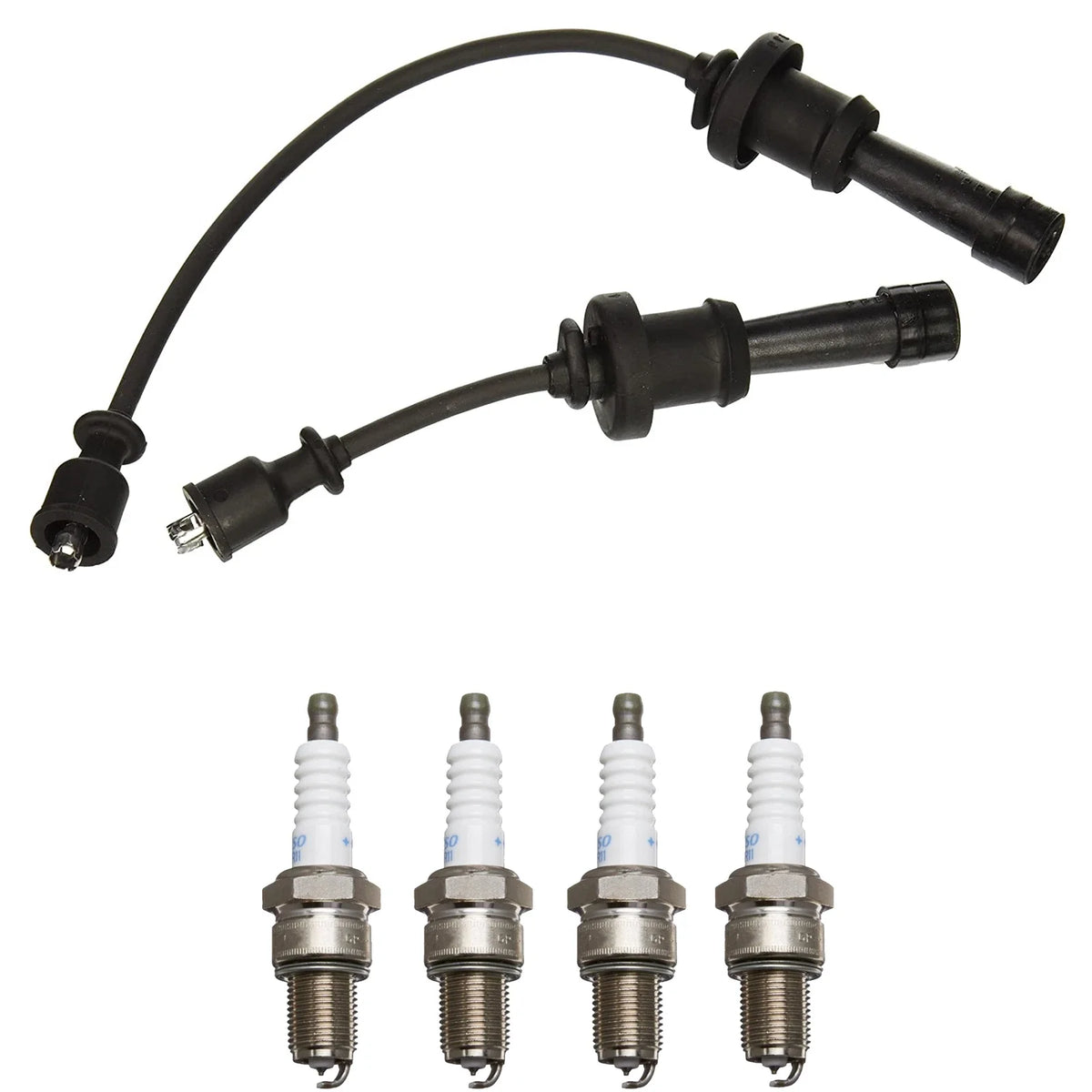 Denso 7mm Wire Set & 4 Double Platinum Spark Plugs for Hyundai Kia 2.4L