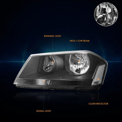 Clear Corner Headlight for Dodge Avenger 2008-2014 - Black Housing