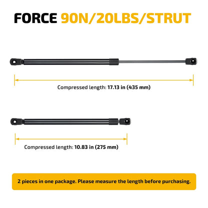 2X Gas Lift Supports 17 Inch 20lb 90N for Outdoor Bench (C16-15645)