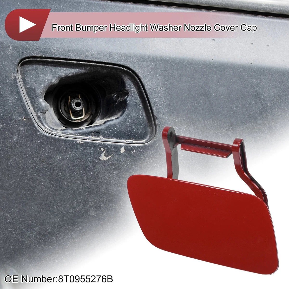 Front Right Washer Nozzle Cover Cap No. 8T0955276B for Audi A5 (2012–2017) Red