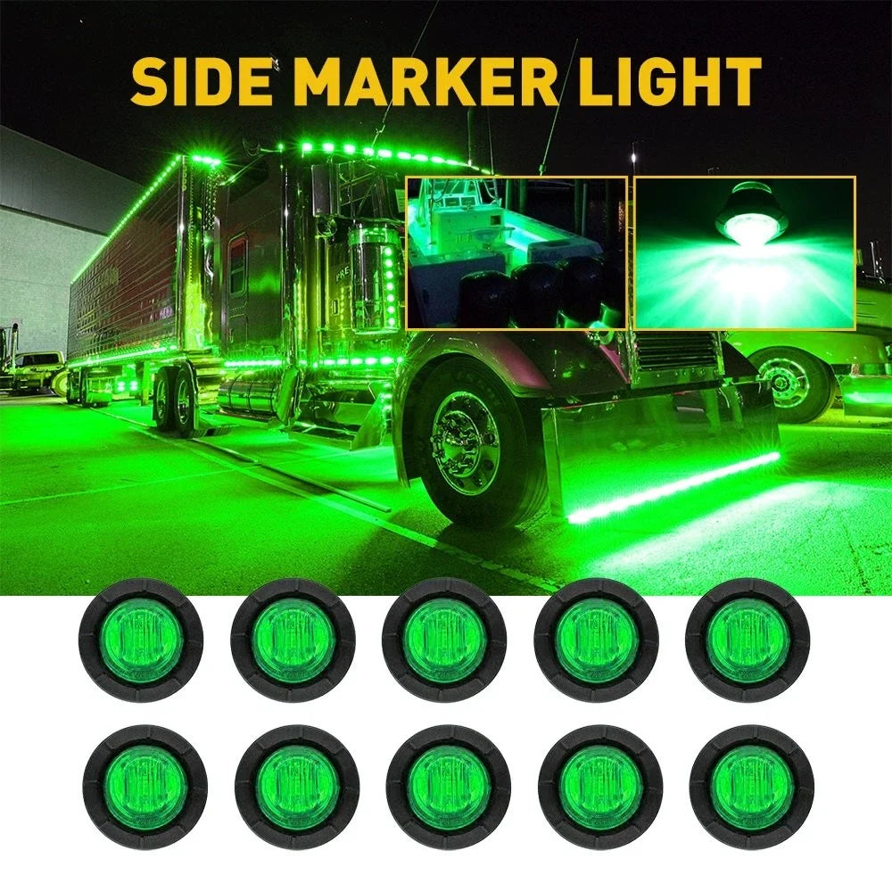 10X LED Round Side Marker Lights for Pickup Trailer (12V)