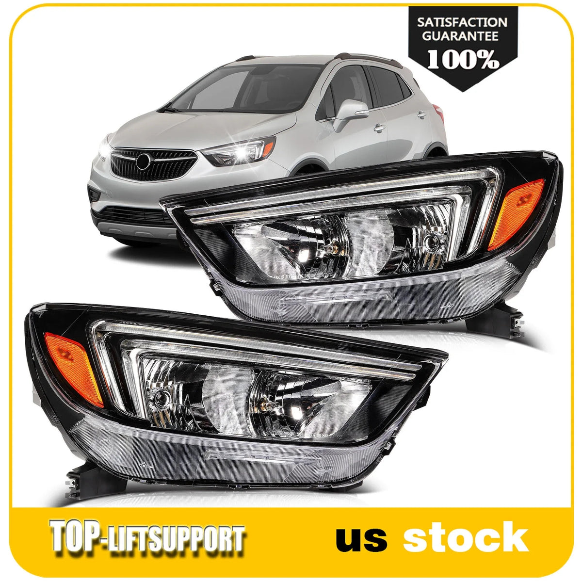 Set of 2 Headlights with Bulbs for Buick Encore (2017–2022)