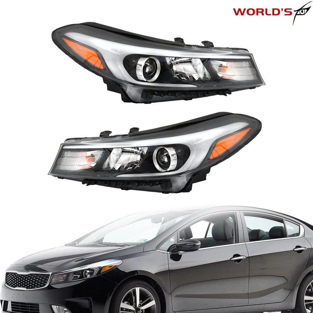 Set of 2 Halogen Headlights for Kia Forte Forte5 (2017–2018) Black