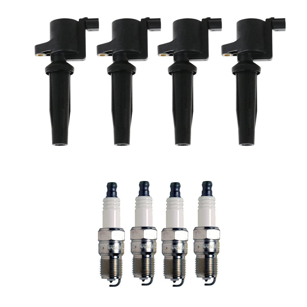 Set of 4 Ignition Coils & Spark Plugs for Ford Escape 2.3 L4 (2001–2007)