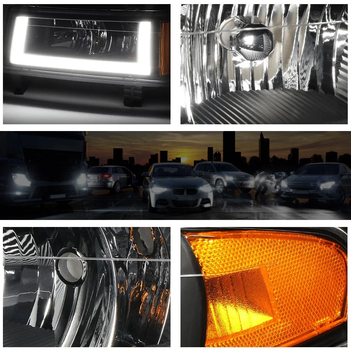 Bumper LED DRL Headlight Black Housing for Chevy Colorado 2004-2012