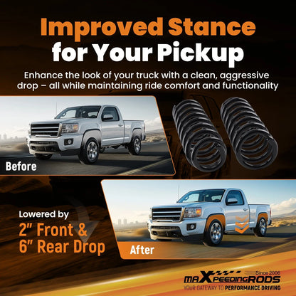 Front Rear Lowering Springs 2" 6" for Ford F-150 2WD V8 (04-08)