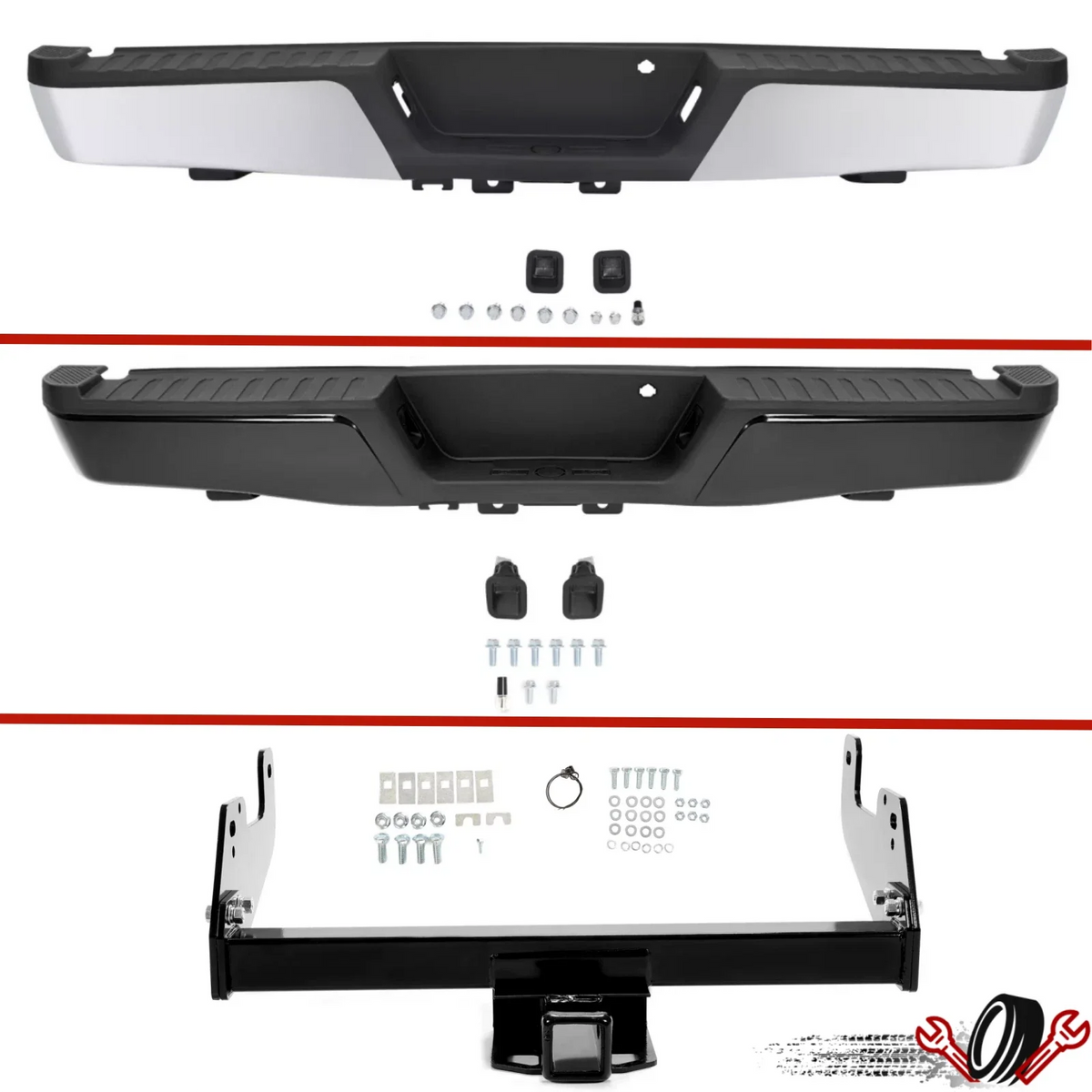 Chrome/Black Rear Bumper Assembly for Ford F-150 (2015–2020)