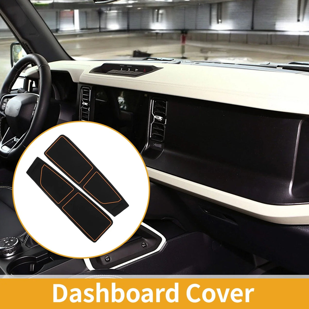Dashboard Cover for Ford Bronco (2021–2024) Black Orange Set of 1