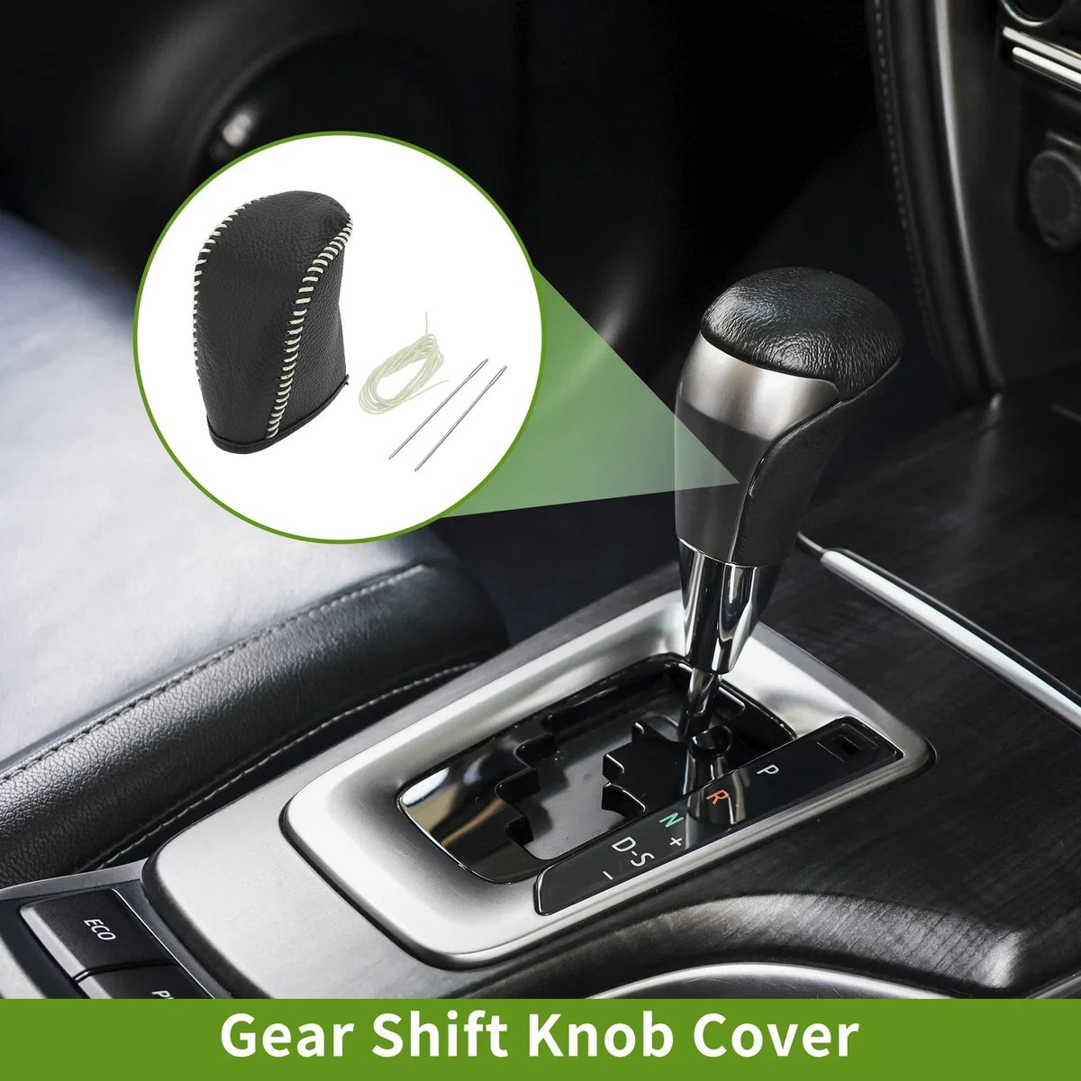 Pebbled Black Beige Gear Shift Knob Cover for Dodge Journey 2011-2020