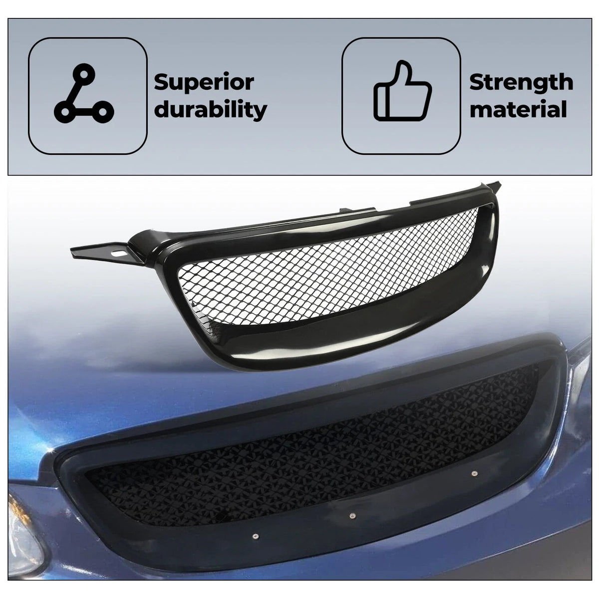 Mesh Grille Bumper in Gloss Black for Toyota Corolla (2003-2007)
