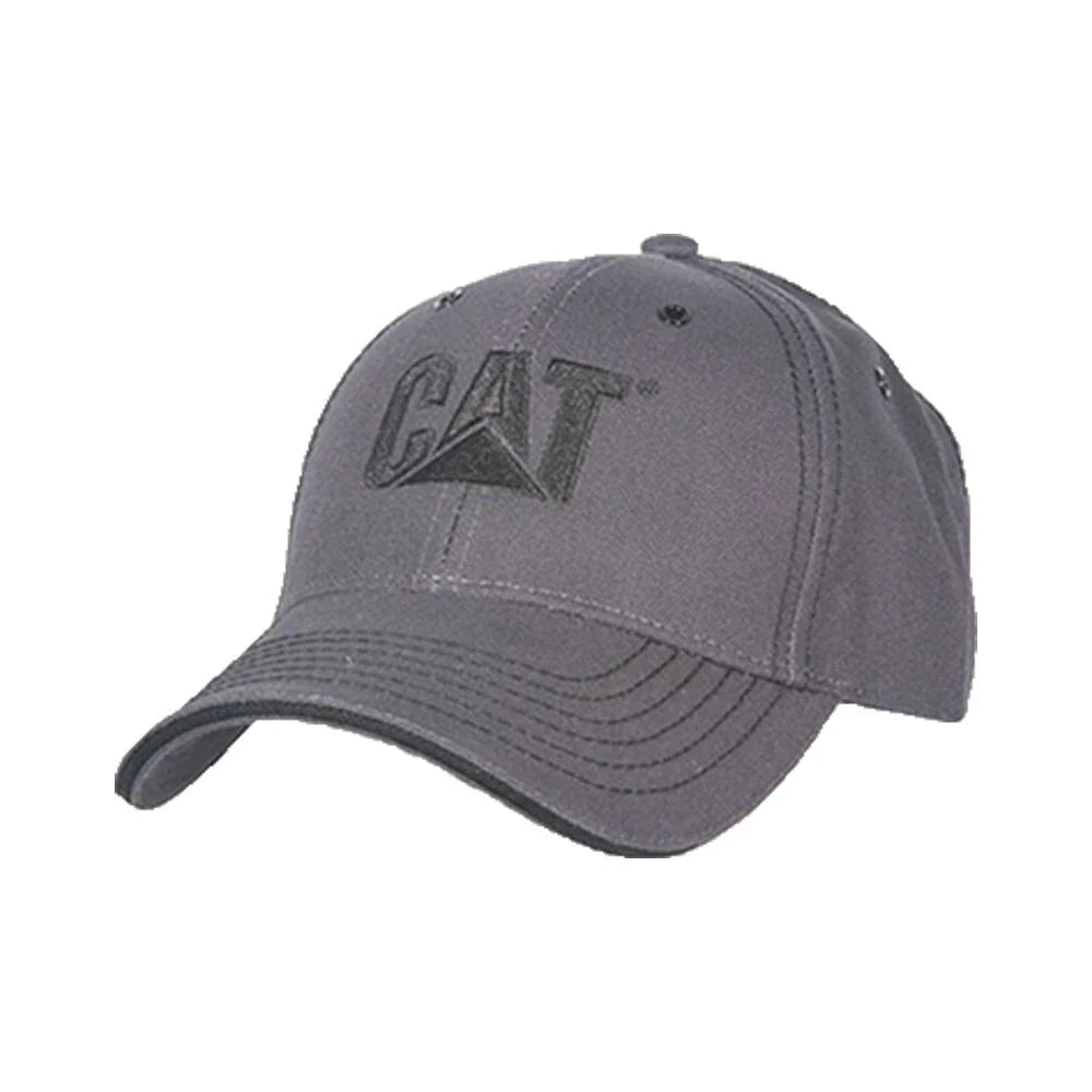 Caterpillar Tough Grey Hat for Work Hard (Embroidered Canvas Cap)