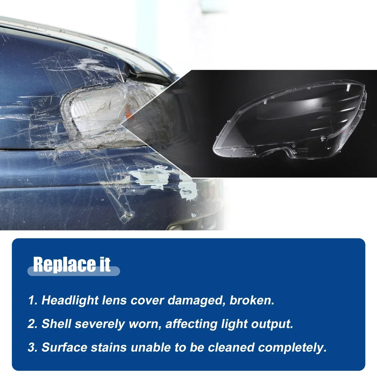 Headlight Clear Lens Cover for Mercedes Benz C-Class 2007-2014 W204