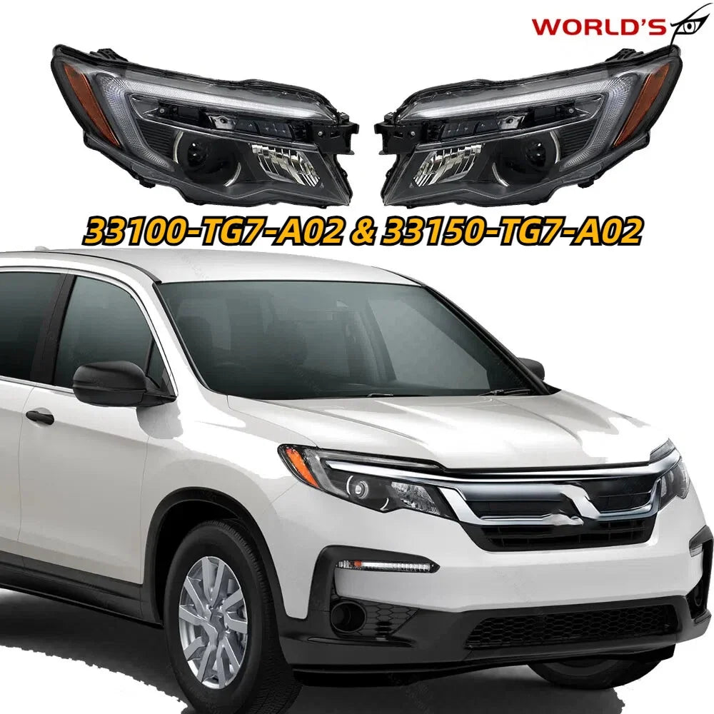 Set of 2 Headlamps for Honda Pilot, Ridgeline (2016–2020) Halogen