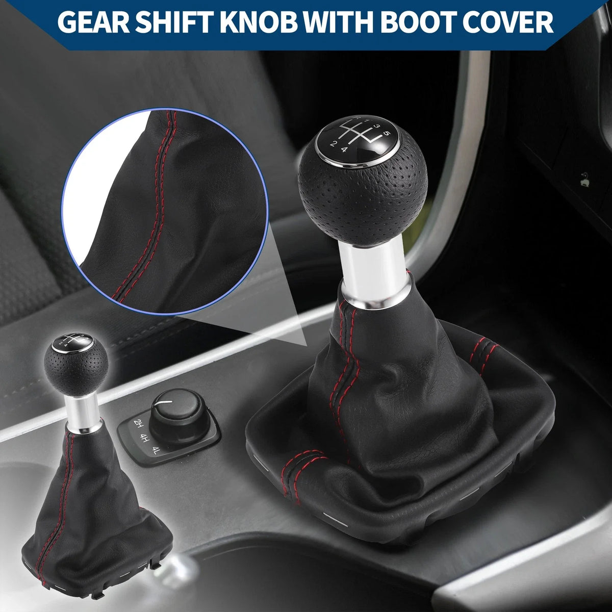 5 Speed Gear Shift Knob with Dust Cover for Audi A3 (2000–2003) Black Faux Leather