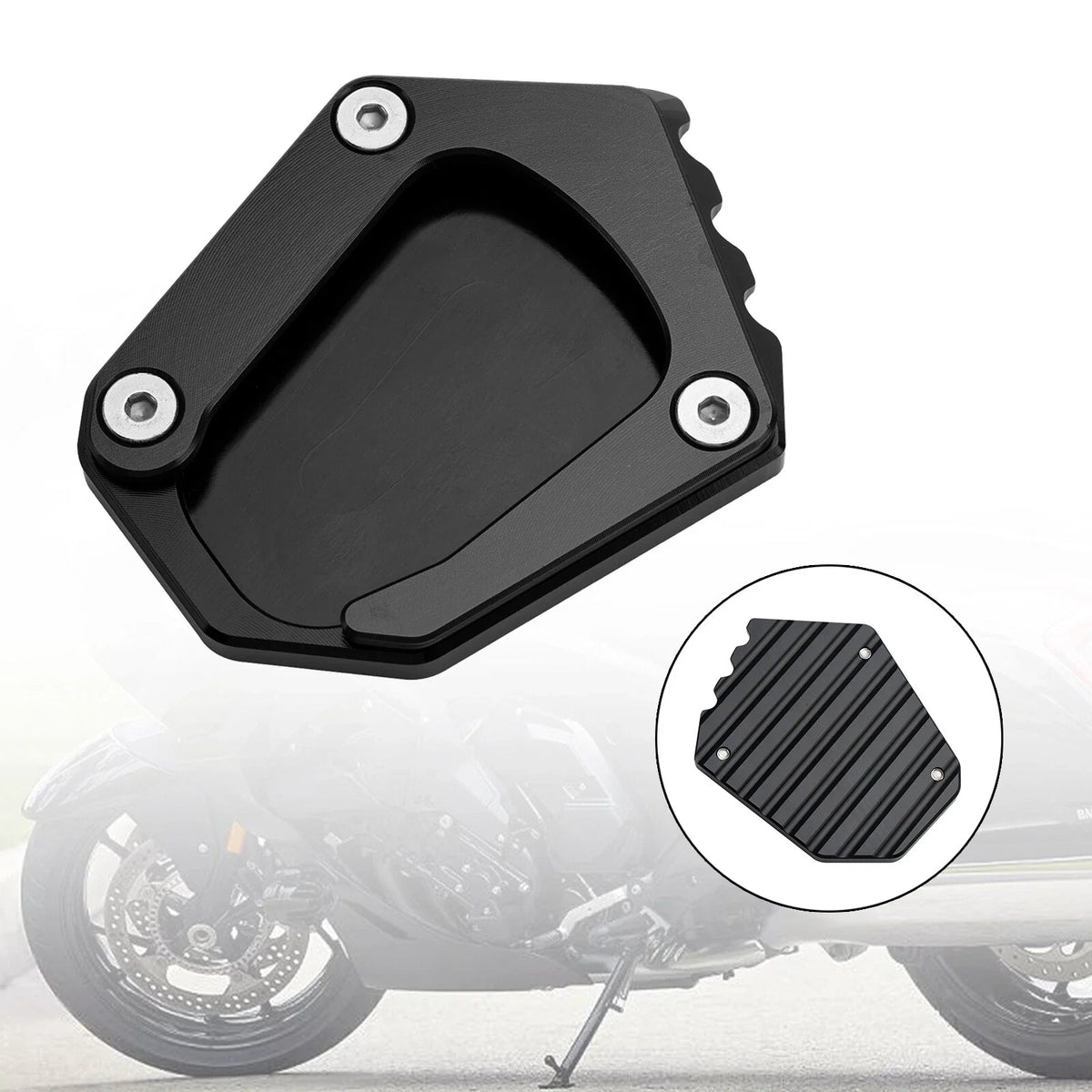 Kickstand Enlarger Plate Pad for BMW K1600 (2016–2022) Black