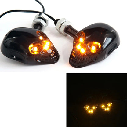 2X LED Turn Signal Skull Indicators for Motorcycle (12V)