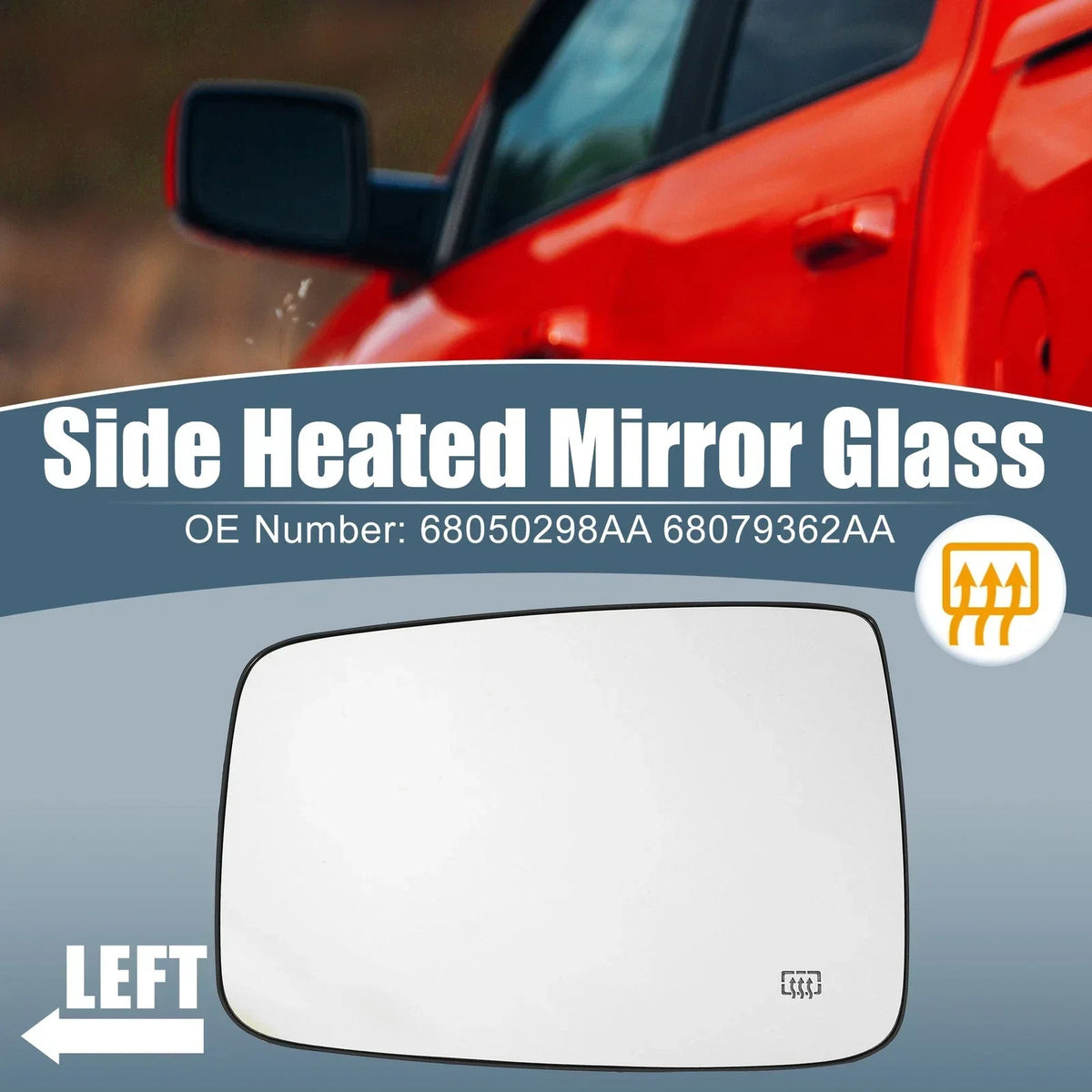 Left Heated Mirror Glass for Dodge Ram 1500 2500 (2009-2018)
