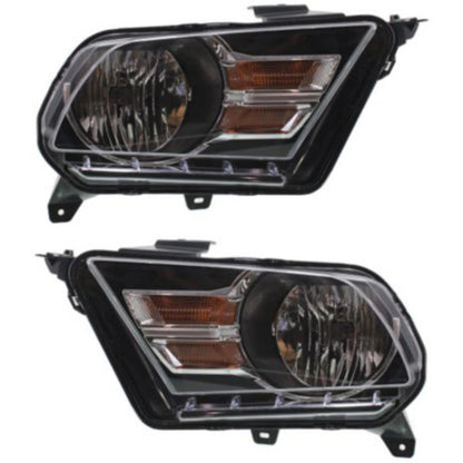 Halogen Headlight Set of 2 for Ford Mustang (2010–2014) LH RH Bulbs