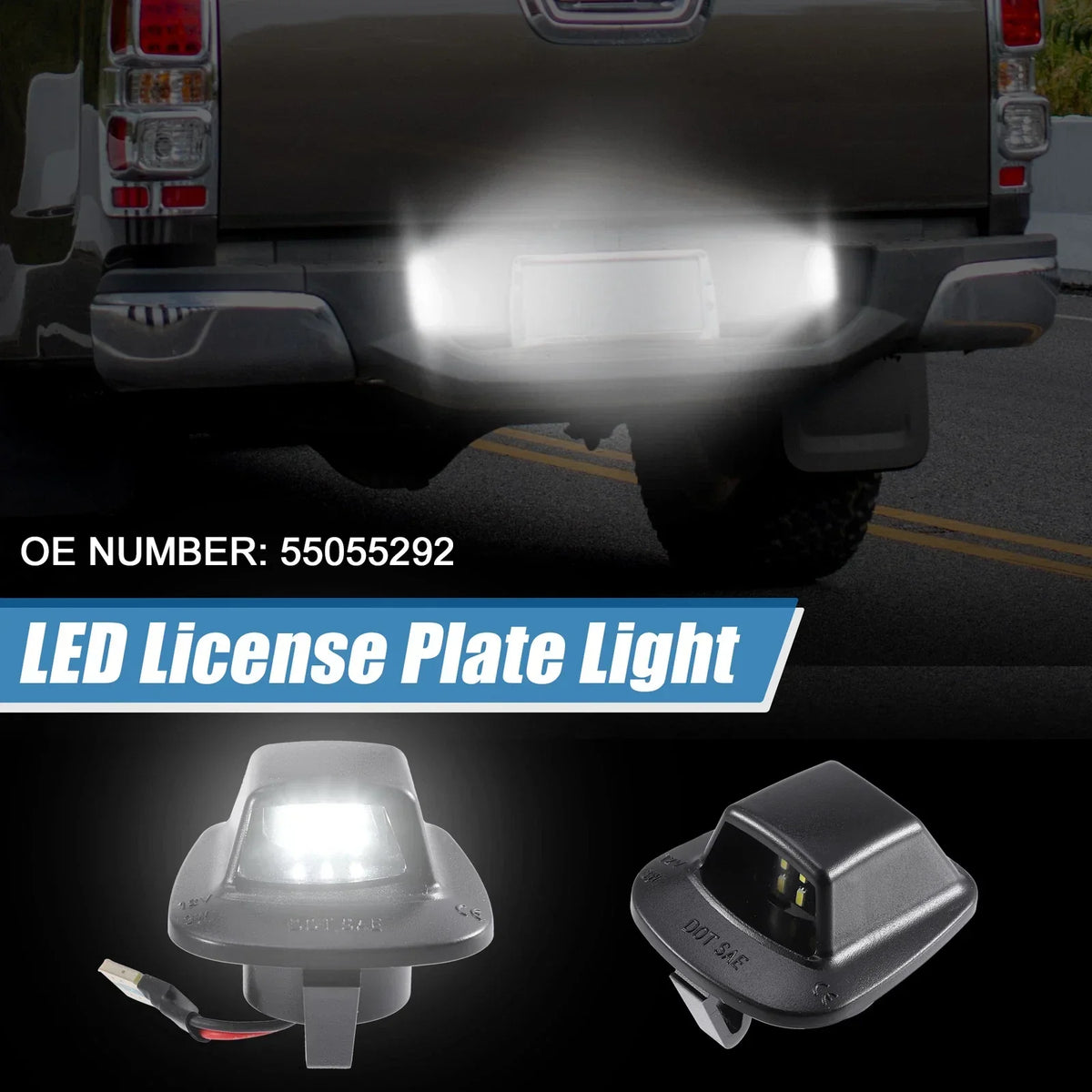 2 x 2835SMD White LED License Plate Light for 2005-2011 Dodge Dakota