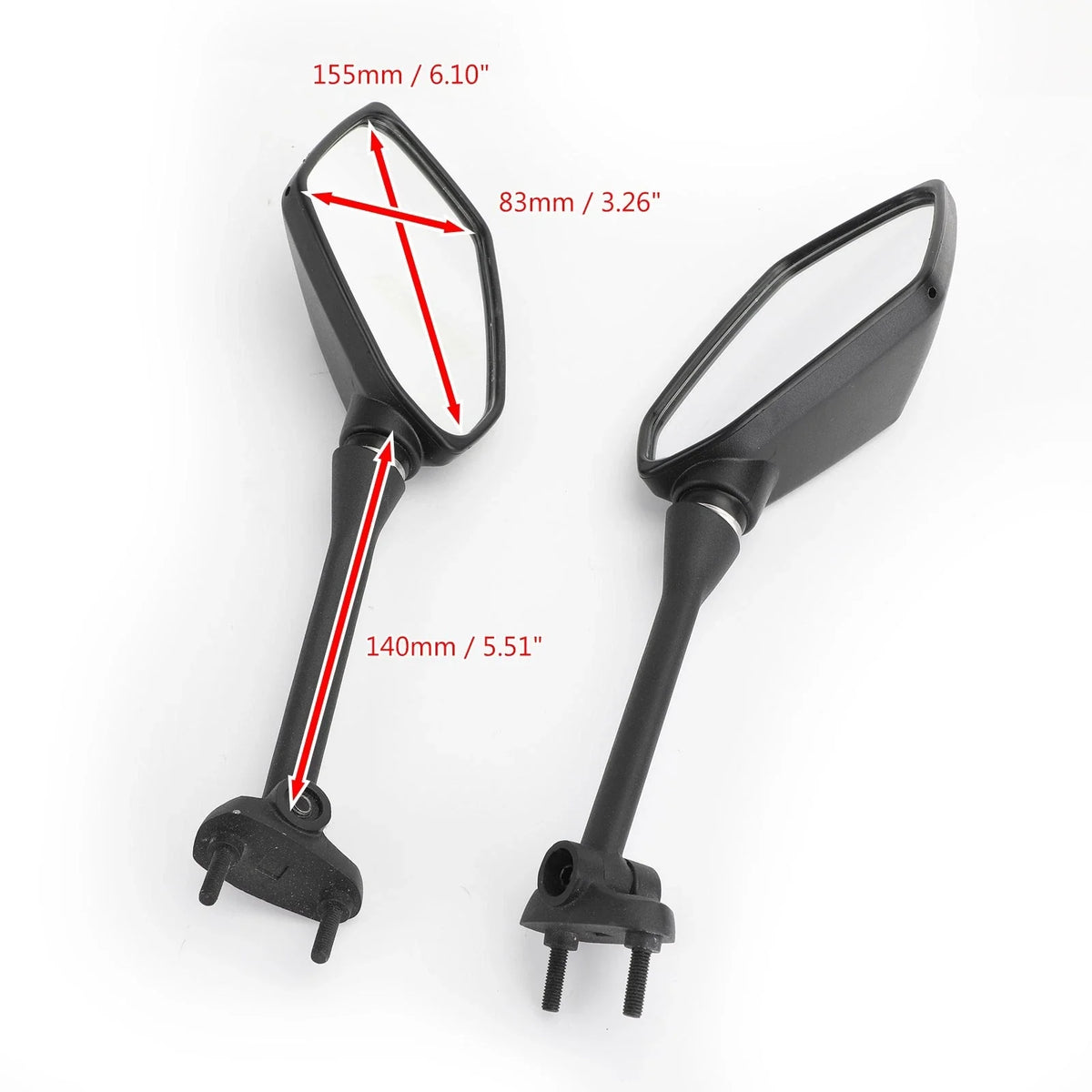Left Right Mirror Pair for Kawasaki EX650 Ninja 650 ER-6F (2009–2016)
