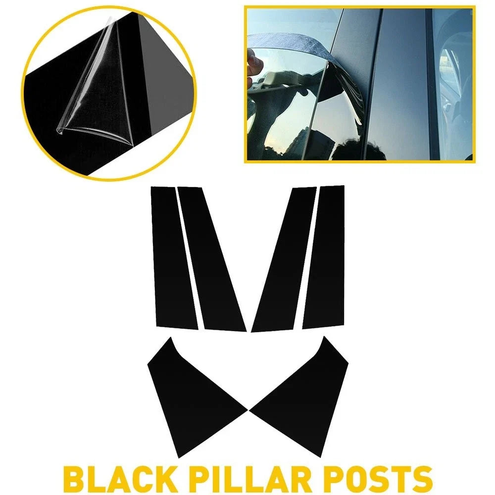 Set of 6 Door Trim Pillar Posts for Chevrolet Malibu (2016–2021) Black Decal