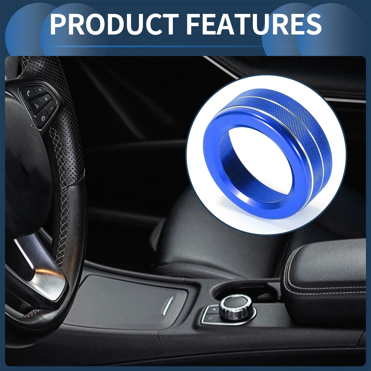 Knob Cover for Center Console Multimedia in Mercedes-Benz A B E GLK 2012-2019