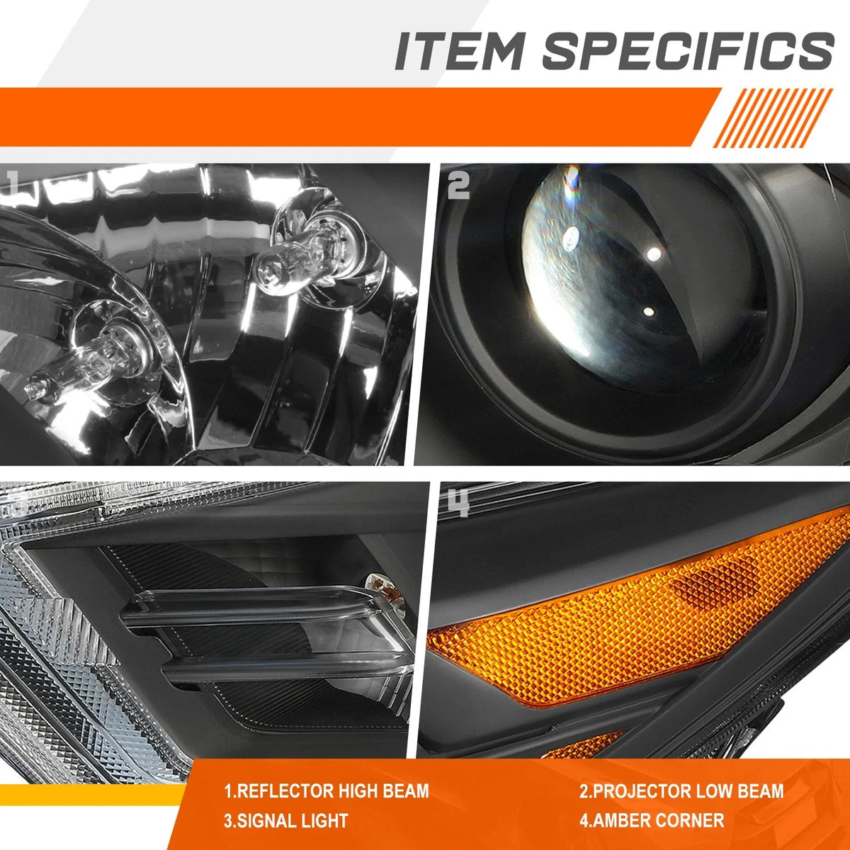 Projector Headlight with Amber LED DRL for Nissan Maxima 2016-2018
